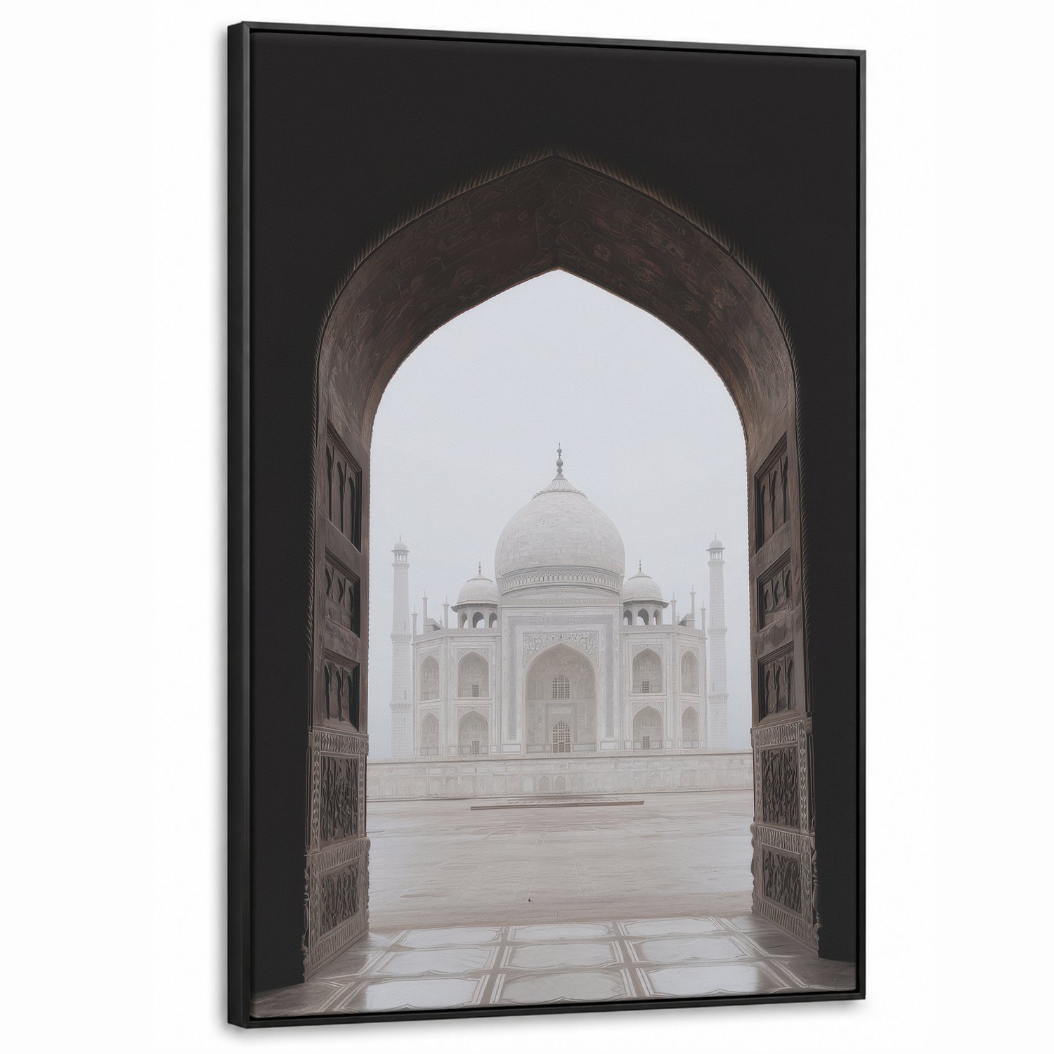 Canvas Schilderij met Baklijst XXL Canvas Schilderij met Baklijst 90x140cm - Poort - Symmetrische koepel - Minaretten - Moskee - Muurdecoratie woonkamer - Slaapkamer decoratie - Kamer accessoires - Schilderijen op canvas met lijst groot