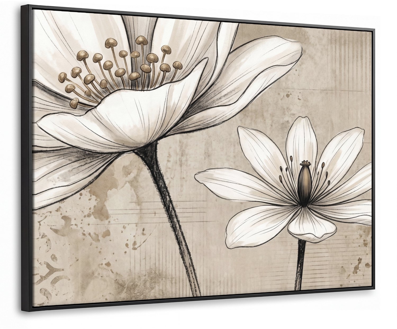 Canvas Schilderij met Baklijst 80x60cm - Modern - Design - Wit - Muurdecoratie woonkamer - Slaapkamer decoratie - Kamer accessoires - Schilderijen op canvas met lijst