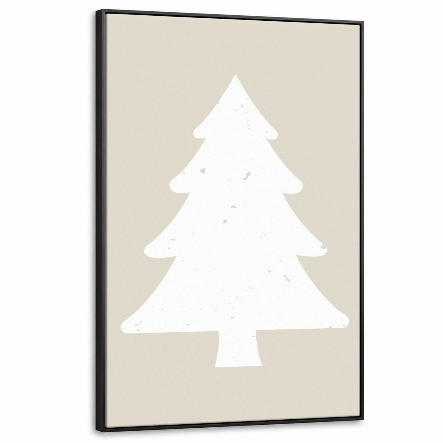 Canvas Schilderij met Baklijst XXL Canvas Schilderij met Baklijst 90x140cm - Japandi - Kerstboom - Beige - Kerstversiering - Muurdecoratie woonkamer - Slaapkamer decoratie - Kamer accessoires - Schilderijen op canvas met lijst groot