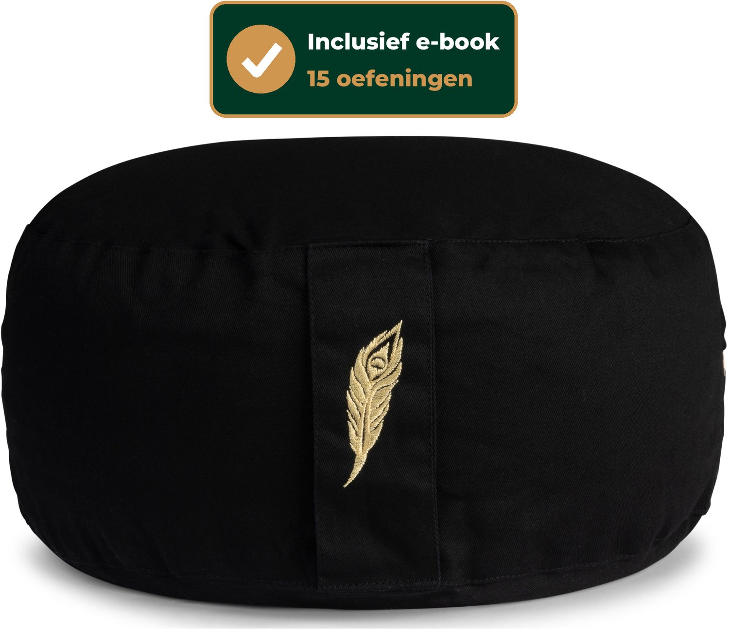 Bol.com MindBaas - Meditatiekussen - Zwart - Incl. E-Mediteergids - Eco - Rond - Boekweit - Dubbel Gestikt - 15 x 33 cm (hoogte ... aanbieding
