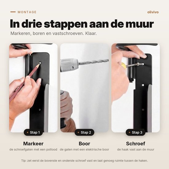 Olivivo® - DELUXE Fiets ophangsysteem ophangbeugel en Muurbeugel draaibaar- Muurhaak - Muurbevestiging voor met de wiel aan de muur - Wandhouder - Fietshaak van Olivivo® — afbeelding 3