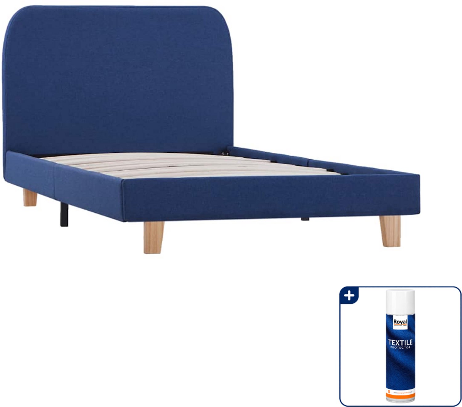vidaXL bedframe - 90 x 200 cm - blauw - Inclusief textielbeschermer 500 ml