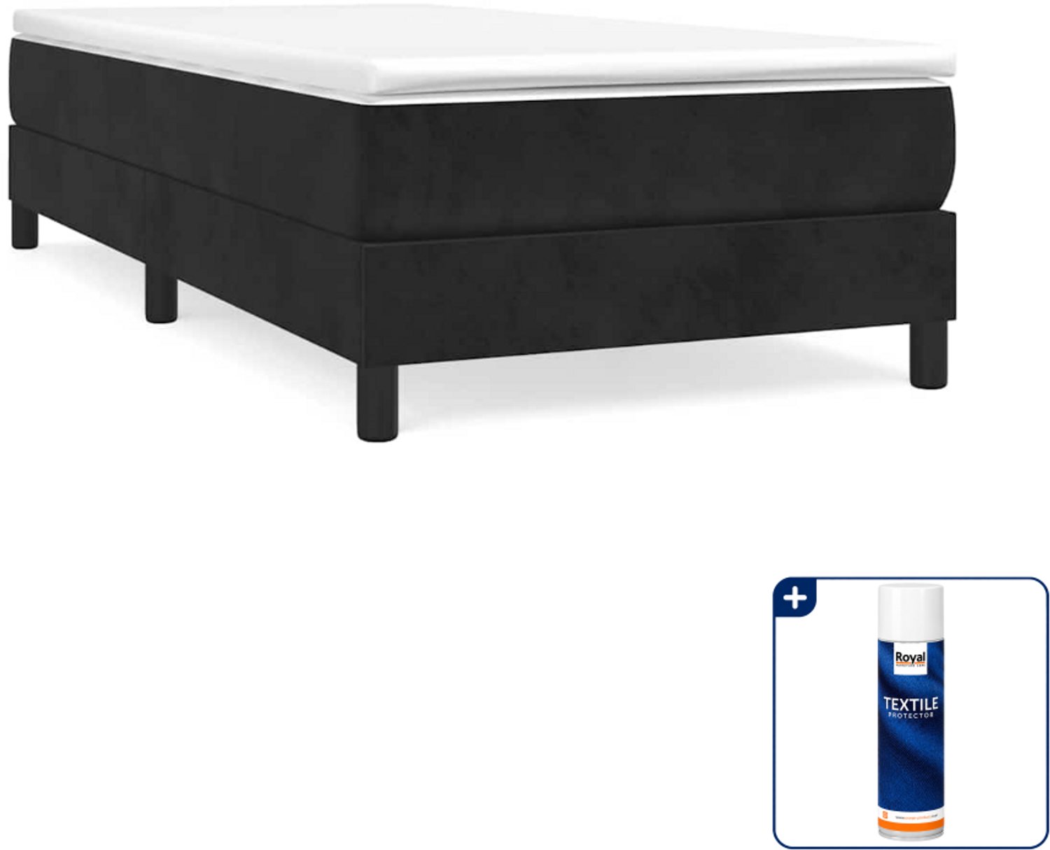 vidaXL boxspring bed - 90 x 190 cm - fluweel - zwart - Inclusief textielbeschermer 500 ml Taupe