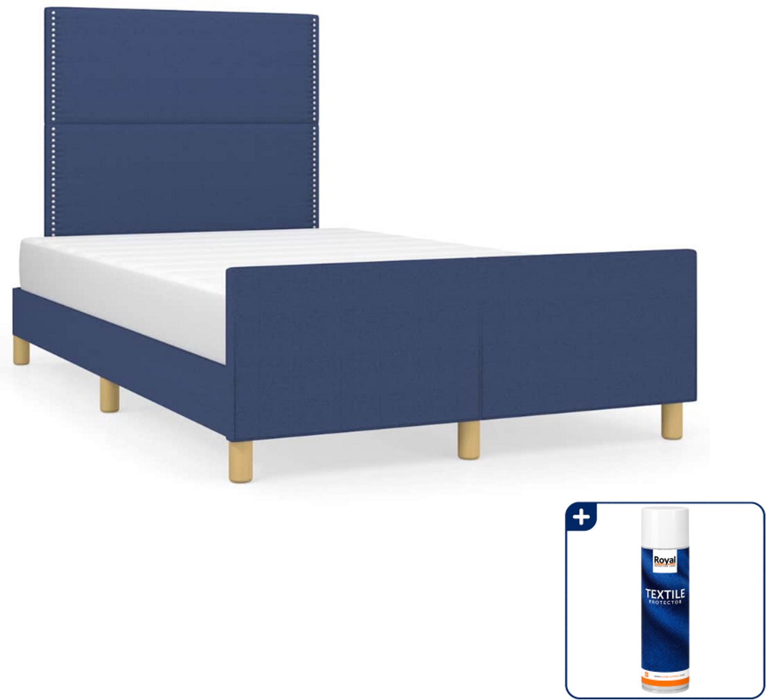 vidaXL bedframe - 120 x 200 cm - stof - blauw - Inclusief textielbeschermer 500 ml Grijs