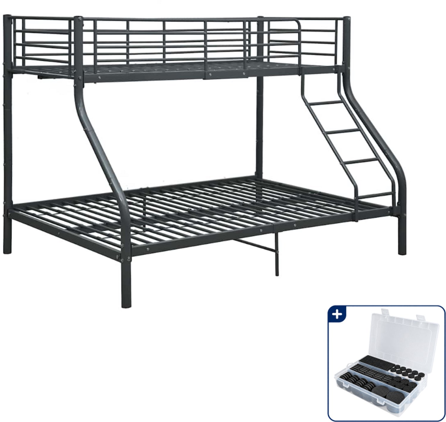 vidaXL stapelbedframe - 140x200 cm en 90x200 cm - metaal - zwart - Inclusief antikrasvilt 177-delig Wit