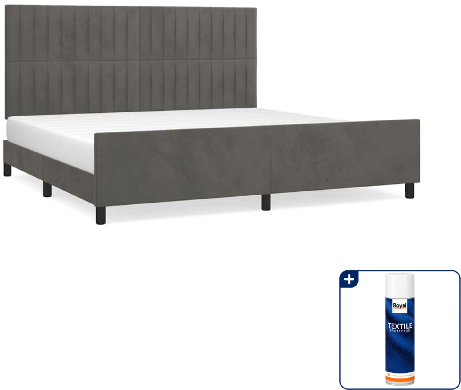 vidaXL Bedframe - 200 x 200 cm - fluweel - donkergrijs - Inclusief textielbeschermer 500 ml