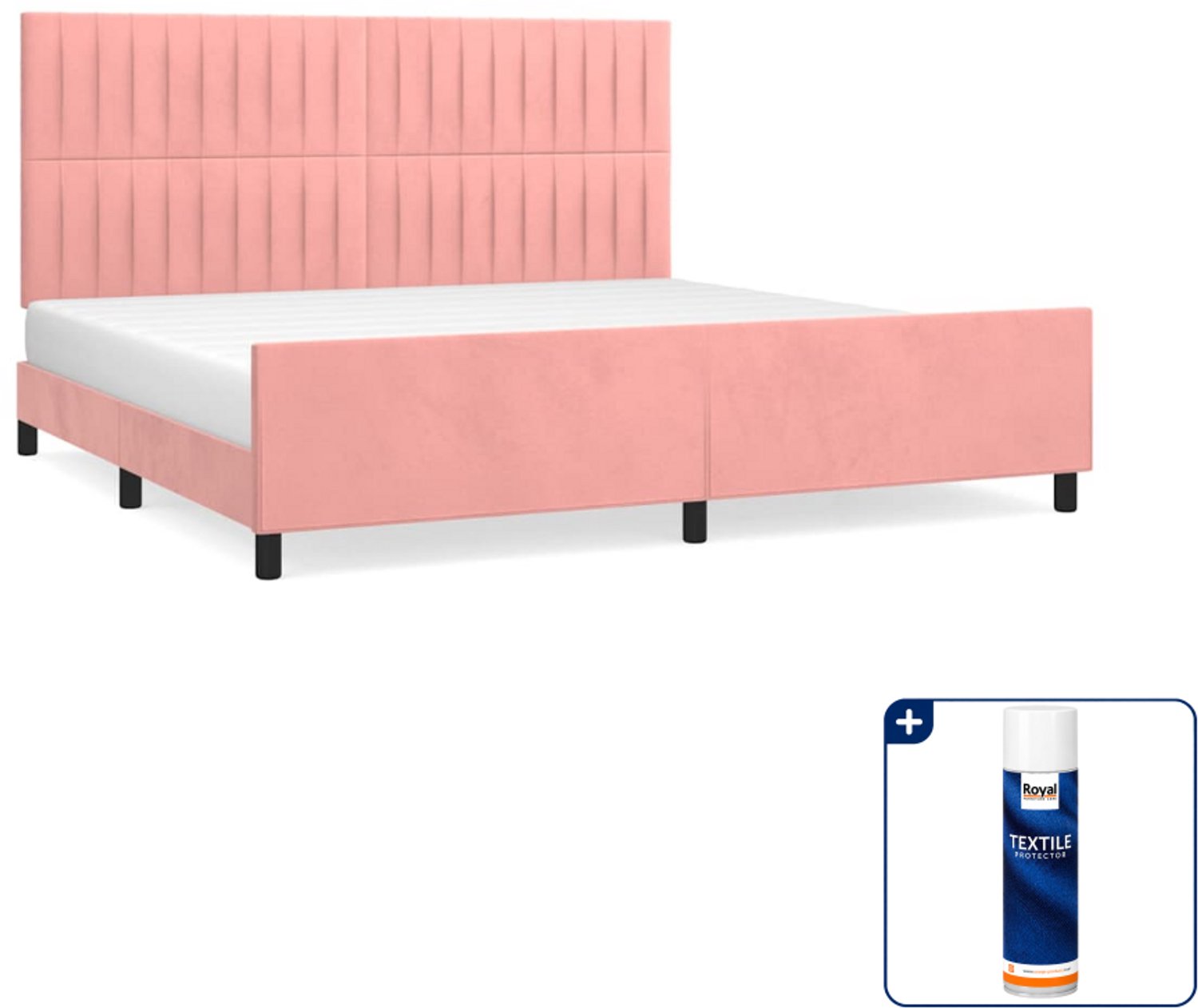 vidaXL bedframe - 200 x 200 cm - fluweel - roze - Inclusief textielbeschermer 500 ml