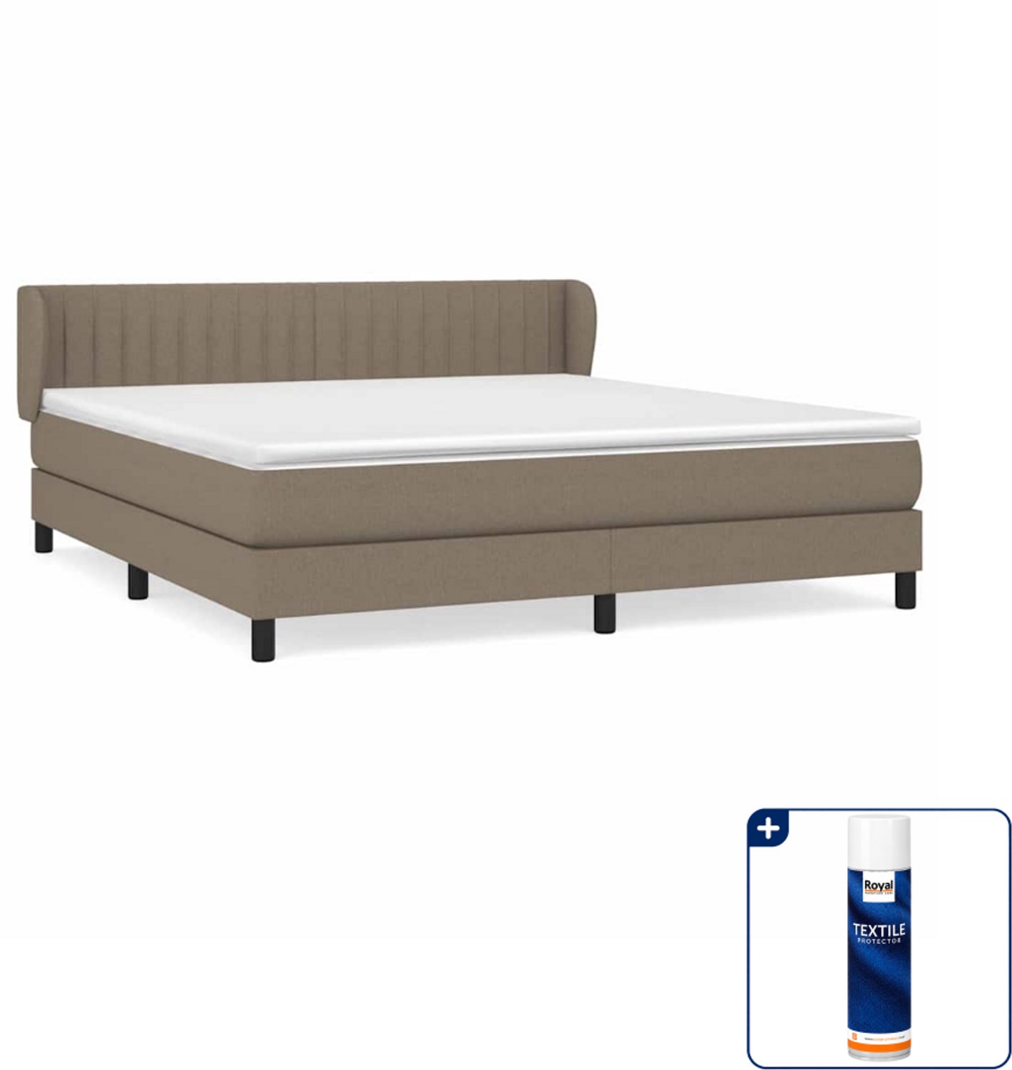vidaXL boxspring met matras - Queensize - 160 x 200 cm - taupe - Inclusief textielbeschermer 500 ml