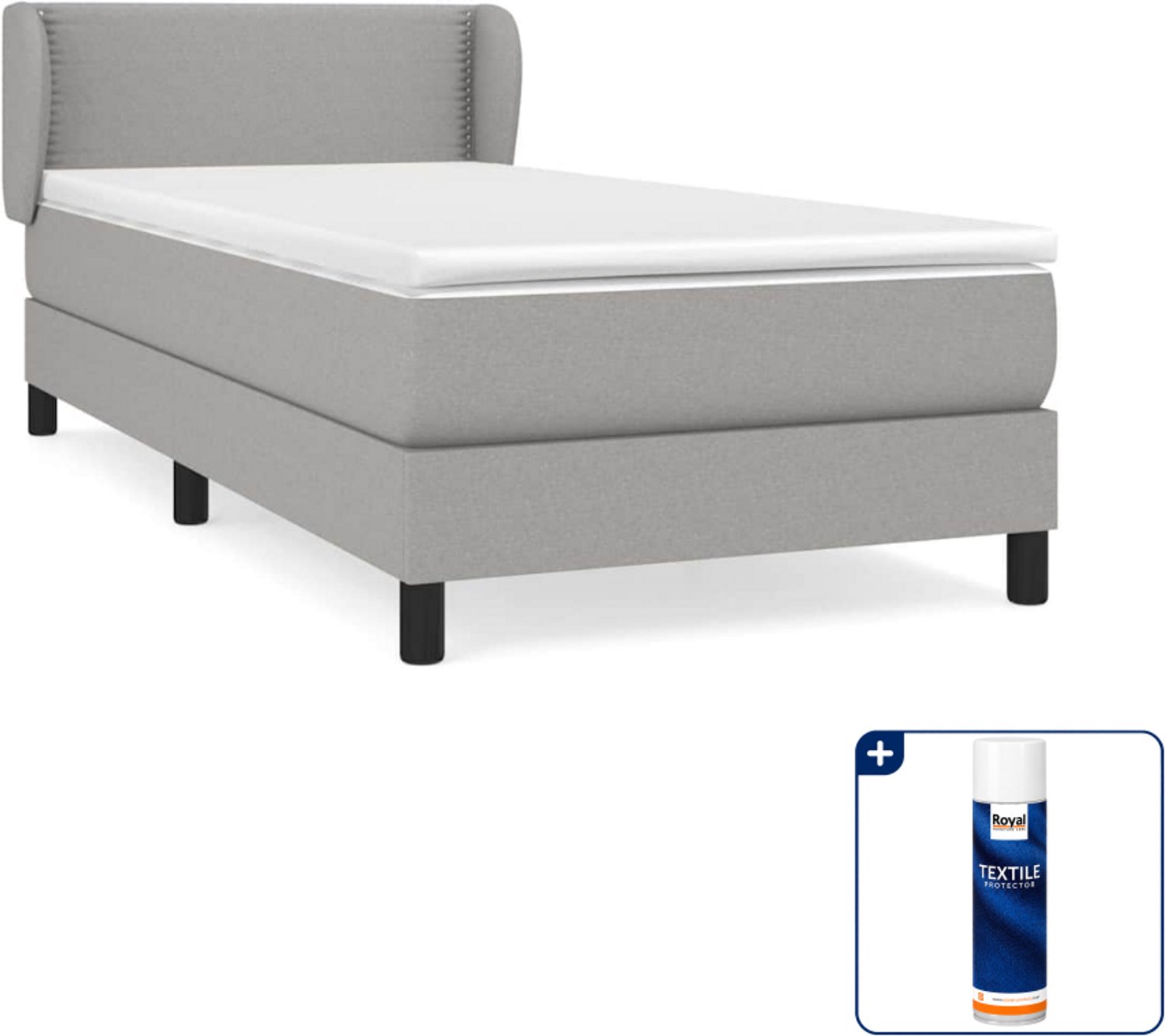 vidaXL boxspring met matras 100 x 200 cm - lichtgrijs - Inclusief textielbeschermer 500 ml