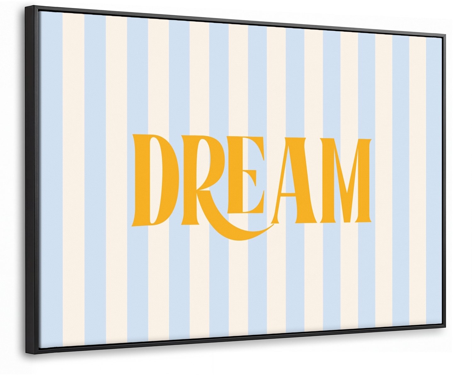 Canvas Schilderij met Baklijst XXL Canvas Schilderij met Baklijst 140x90cm - Oranje - Blauw - Strepen - Dream - Muurdecoratie woonkamer - Slaapkamer decoratie - Kamer accessoires - Schilderijen op canvas met lijst groot