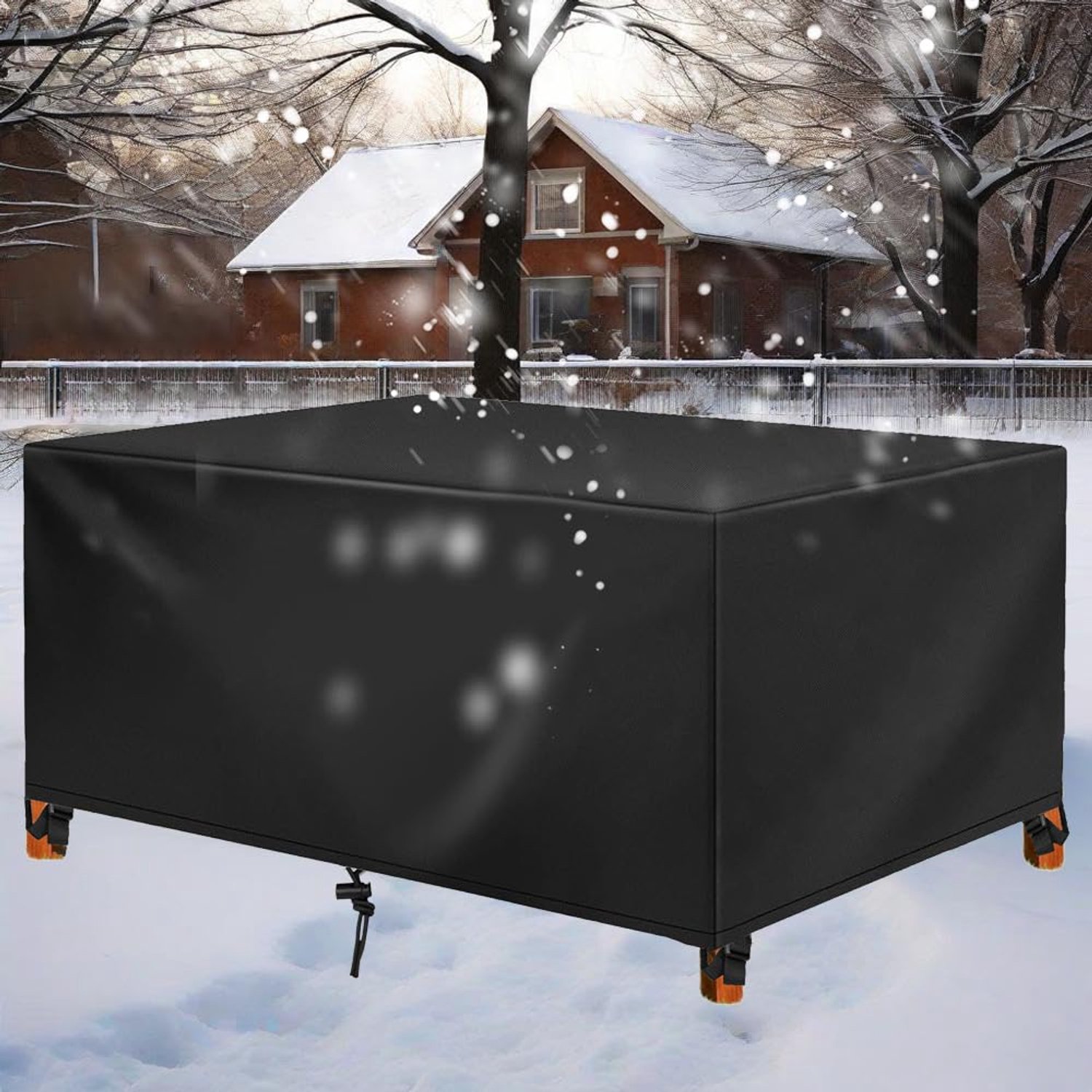 Famanu Waterdichte hoes voor tuinmeubelen, 420D Oxford-stof, 320 x 100 x 75 cm, stofdicht en anti-UV, met winddichte gespen voor buitenmeubelen en terrasmeubels zwart