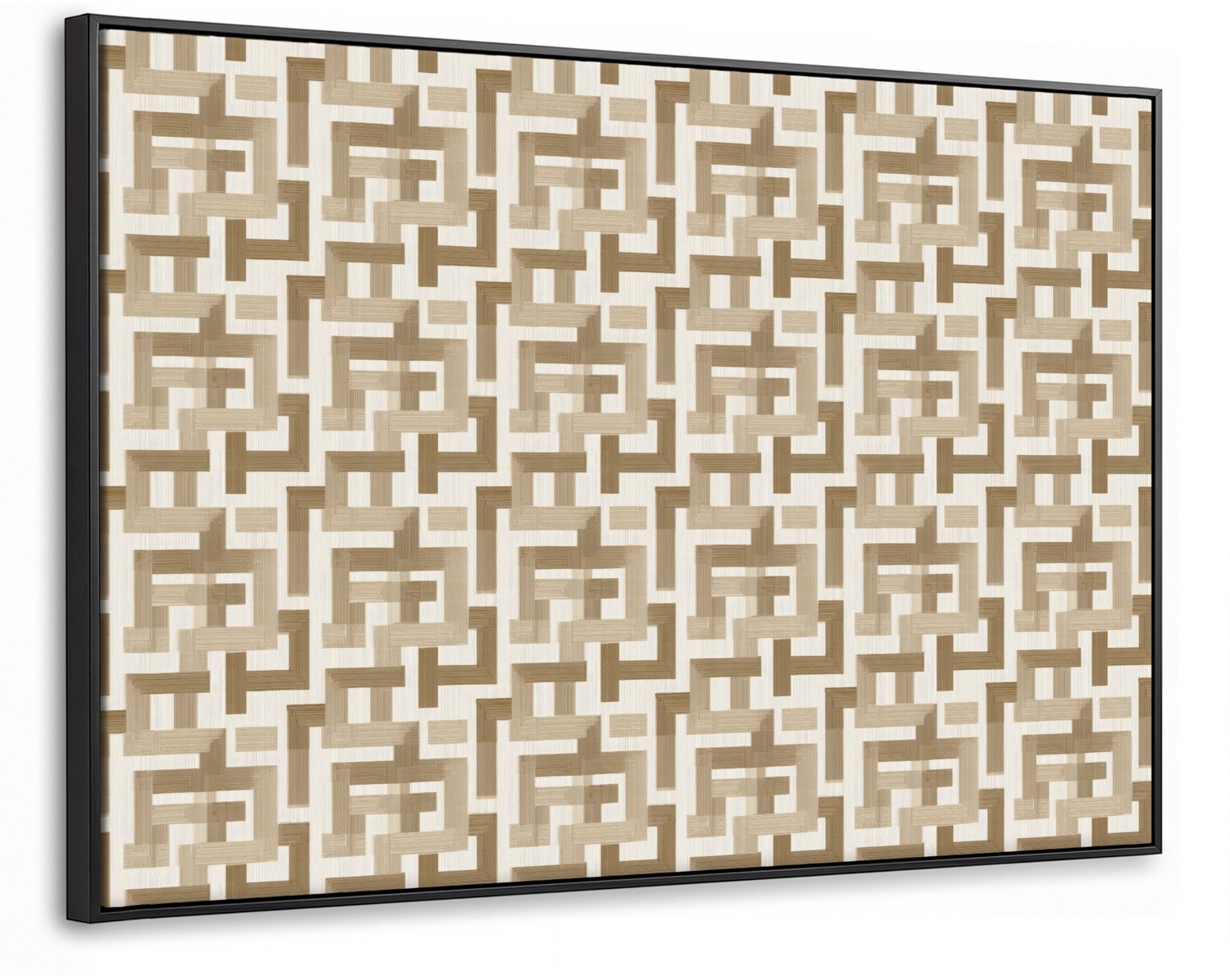 Canvas Schilderij met Baklijst XXL Canvas Schilderij met Baklijst 120x80cm - Geometrisch - Retro - Bruin - Muurdecoratie woonkamer - Slaapkamer decoratie - Kamer accessoires - Schilderijen op canvas met lijst groot
