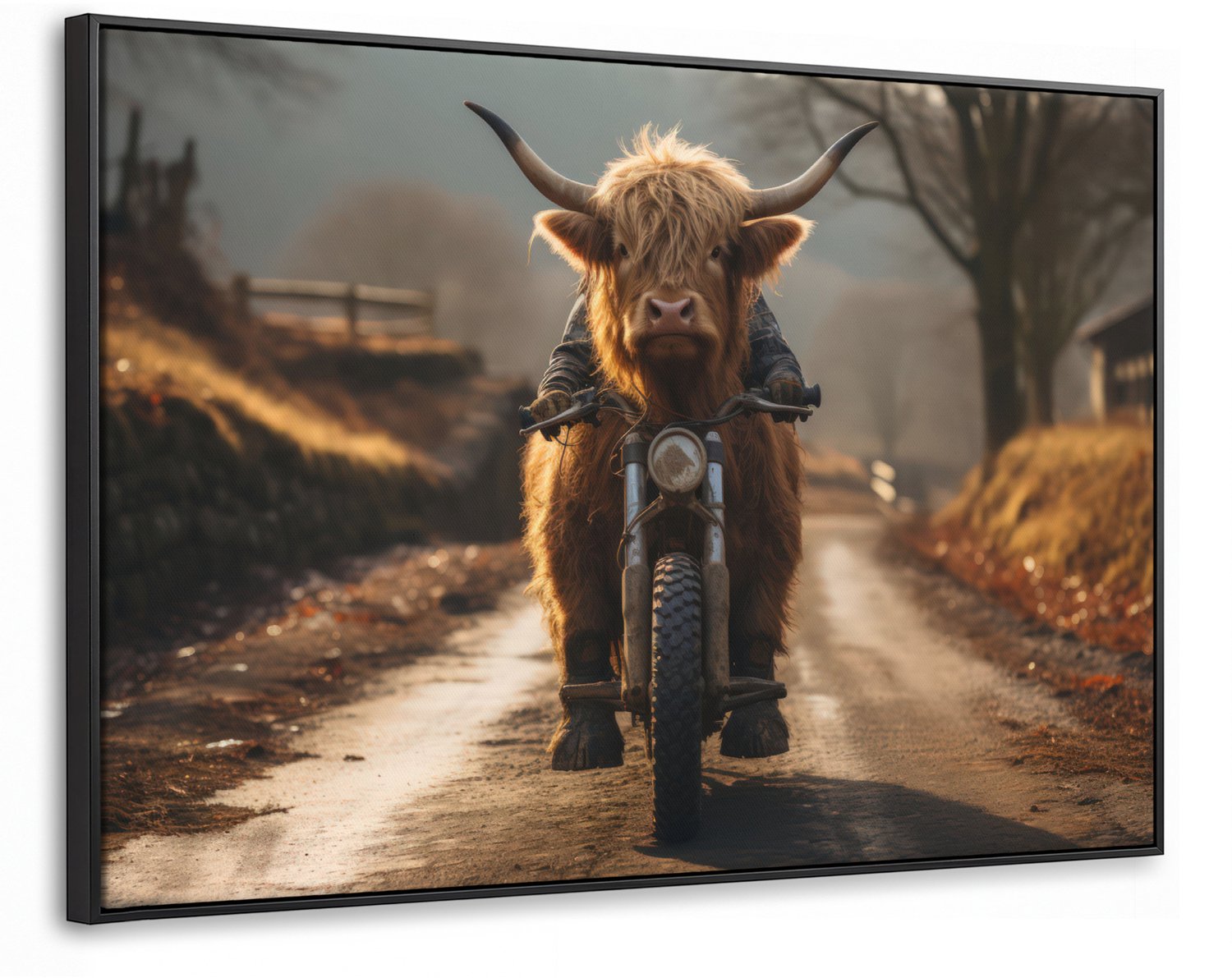 Canvas Schilderij met Baklijst XXL Canvas Schilderij met Baklijst 140x90cm - Schotse hooglander - Sjaal - Bergen - Muurdecoratie woonkamer - Slaapkamer decoratie - Kamer accessoires - Schilderijen op canvas met lijst groot