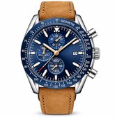 Tyme Florence Heren Horloge - 45mm Blauw/Bruin - Horloges voor Mannen - Polshorloge - Uurwerk - met Cadeauverpakking