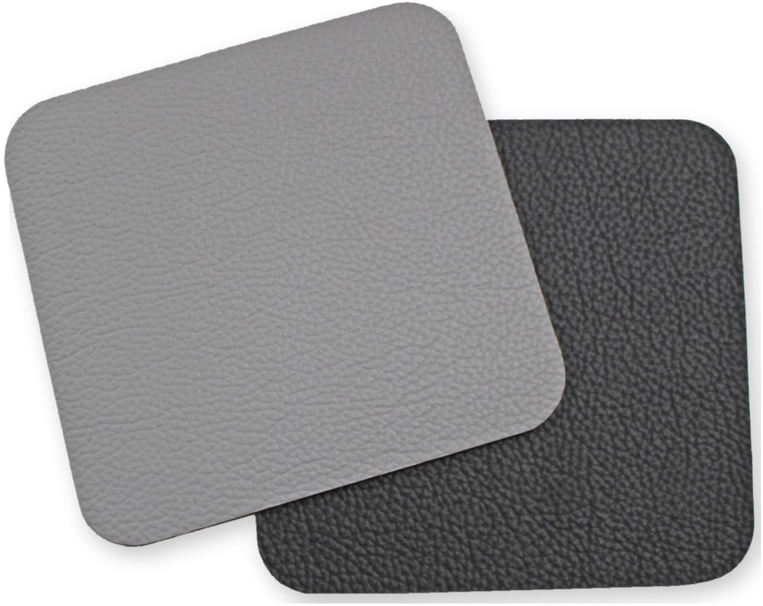 Lunar Onderzetters Set van 6 – Dubbelzijdig Leerlook – Zwart & Lichtgrijs – 10x10 cm – Afwasbaar – Glazenonderzetter