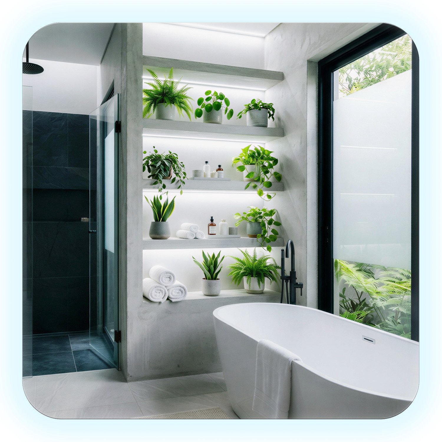 WallMuralia Rechthoekige wandspiegel met afgeronde hoeken - 50x50 cm - Koel LED licht - Badkamerspiegel met verlichting - Scandinavisch Spiegel - Toiletspiegel Met Licht Koel licht