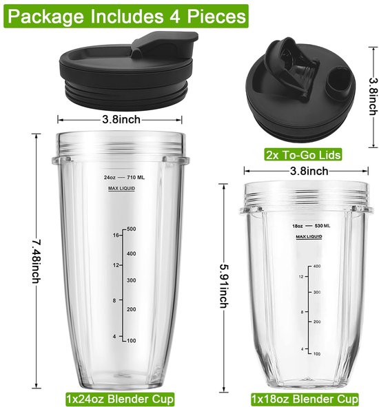 Blenderbekers met deksels - 2 stuks - BPA-vrij - Vaatwasserbestendig — afbeelding 3