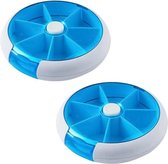 2 Stuks Ronde Pillendoos 7 Dagen – Draaibare Medicijndoos – Compact en Lichtgewicht – Blauw