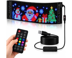 Kerst LED Achterruit Display 2,76 × 6,81 inch - Bluetooth App-bestuurd Pixel Scherm - zelf tekst & animatie bewerken - IP65 waterbestendig flexibel paneel - statisch hechting + 3M tape montageaccessoires inbegrepen - Kerstdecoratie voor auto thuis