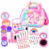 Homily Kinder Make-up Set voor Meisjes – Nep Make-up Speelgoed – Pluizig Unicorn Tasje – 16 Accessoires – Educatief Rollenspel – Vanaf 3 Jaar