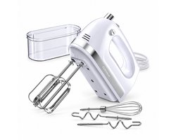 Cuisimax Handmixer met Opbergbak - 5 Snelheden + Turbo - 5 RVS-opzetstukken - Klopgardes, Kneedhaken en Ballongarde - Compacte mixer - Keukenmachine