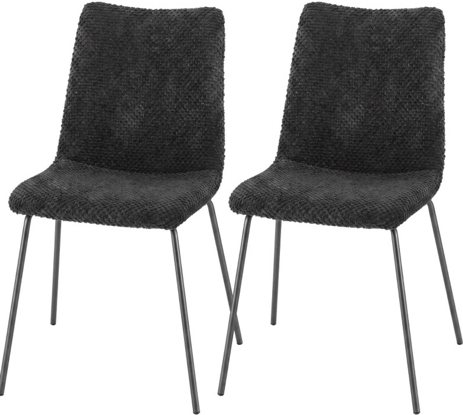 DESMIU Eetkamerstoelen 45 x 57 x 89 cm - Set van 2 met Zitkussen en Voetdoppen - Voor Eetkamer en Keuken - Fluweel en Metaal - Donkergrijs