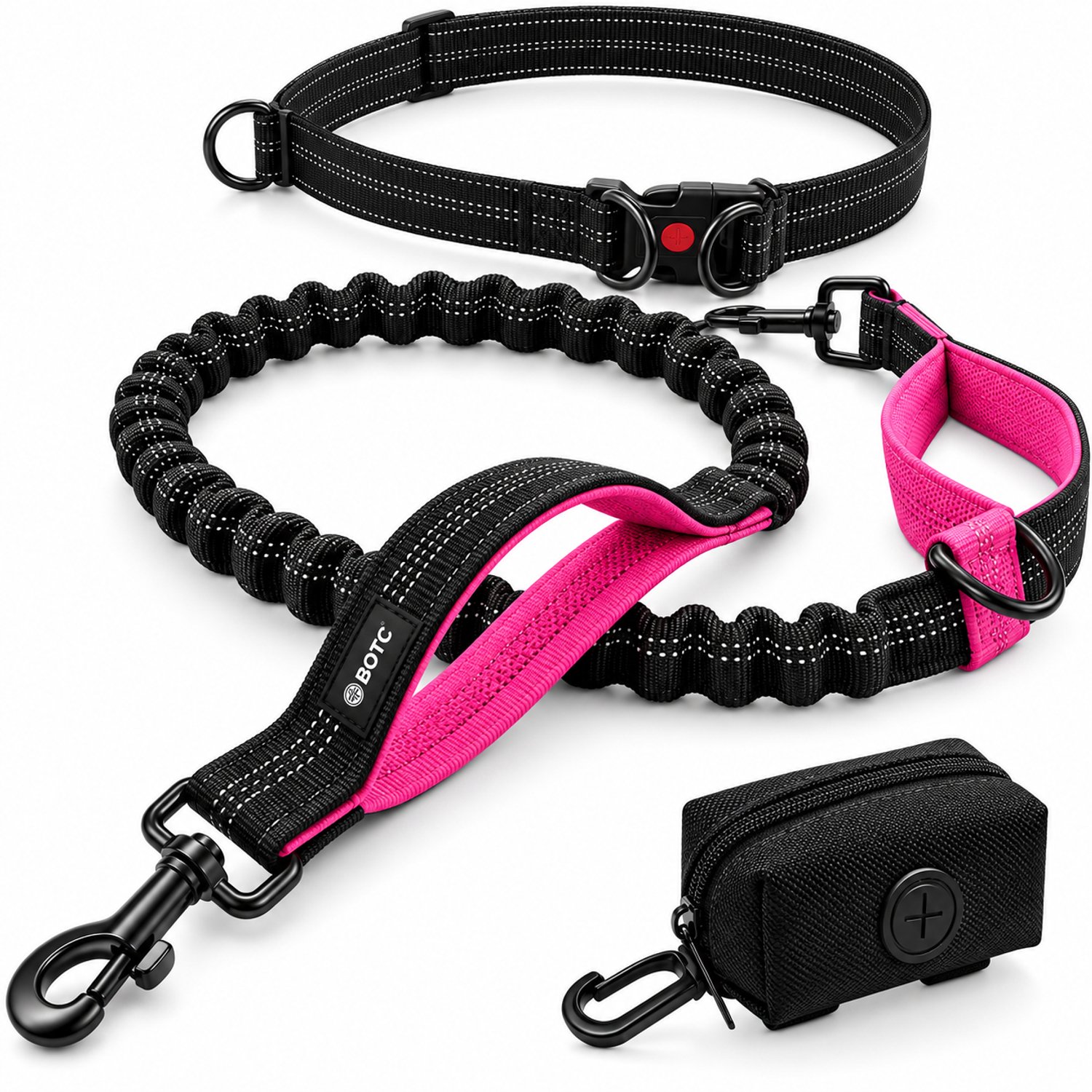 Bol.com BOTC Hondenriem - Hardloopriem Hond - tot 170 cm - Looplijn met Heupriem Reflecterend en Poepzakjeshouder - Zwart/Rood aanbieding