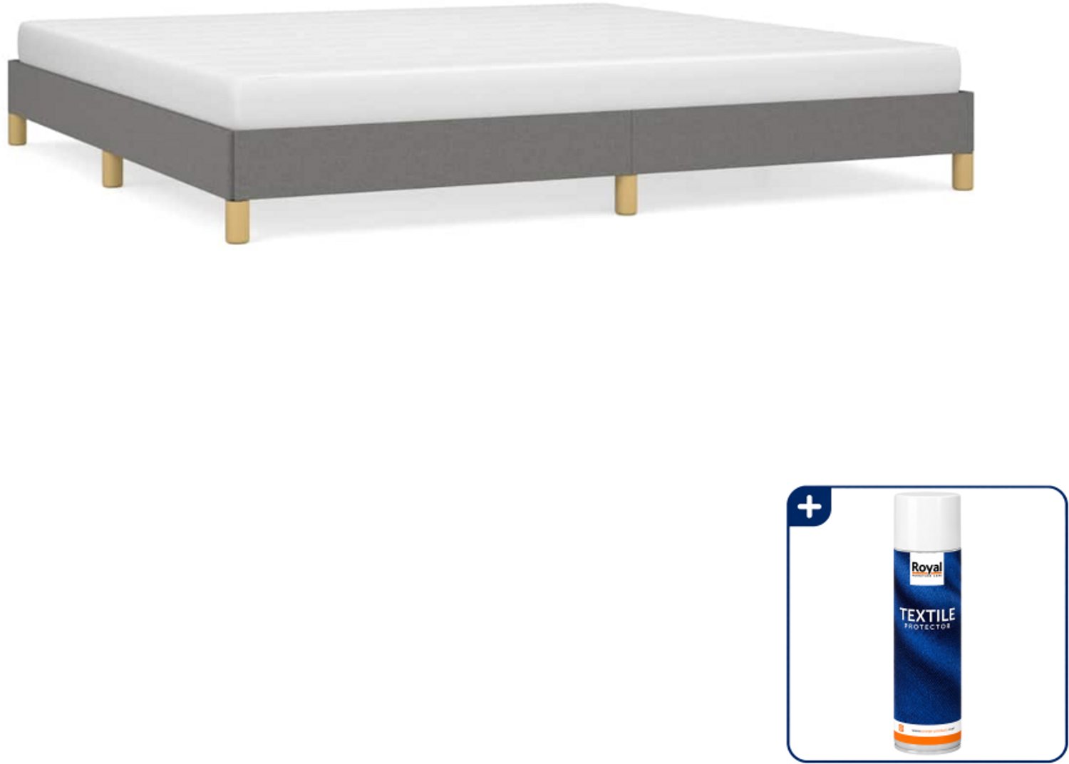 vidaXL bedframe - 200 x 200 cm - stof - donkergrijs - Inclusief textielbeschermer 500 ml
