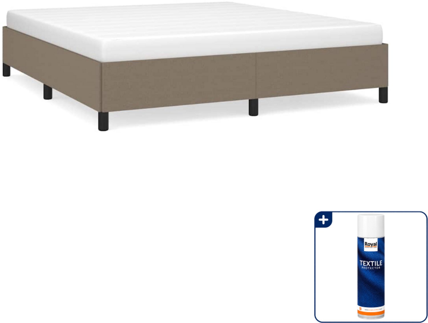 vidaXL bedframe Queensize - 160 x 200 cm - stof - taupe - Inclusief textielbeschermer 500 ml