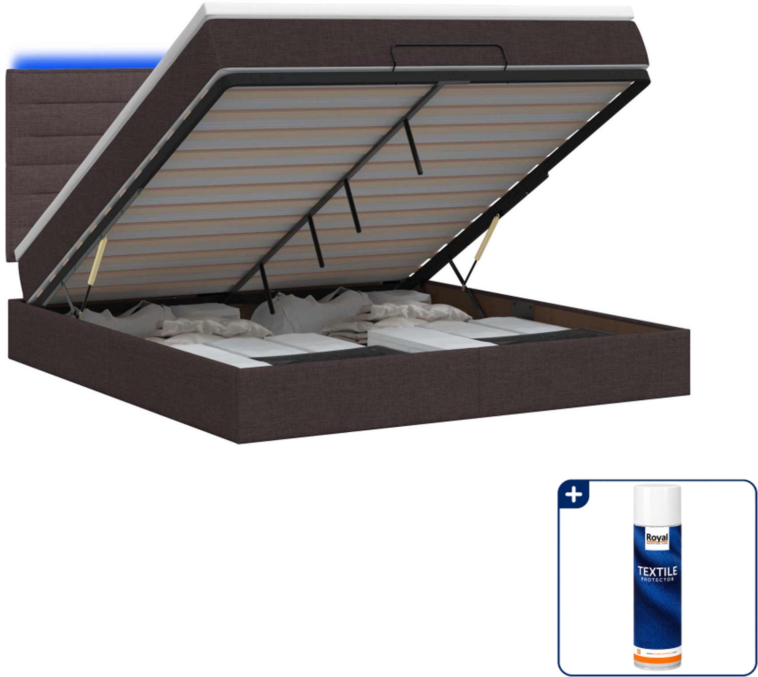 vidaXL ottoman bed - small double - 140 x 200 cm - donkerbruin - Inclusief textielbeschermer 500 ml