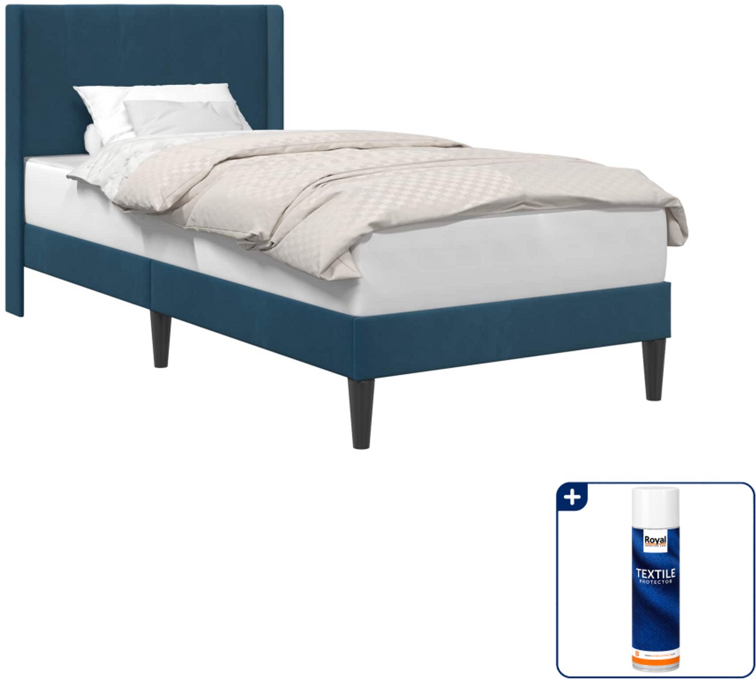 vidaXL bedframe - 80 x 200 cm - fluweel - blauw - Inclusief textielbeschermer 500 ml
