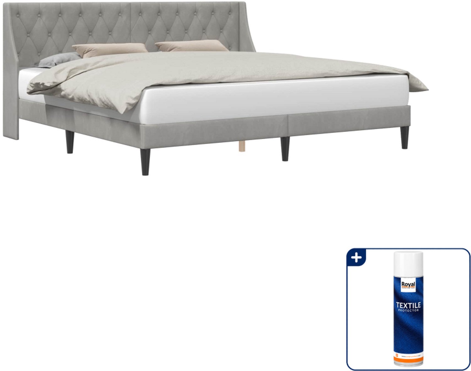 vidaXL Bedframe - Kingsize - 180 x 200 cm - lichtgrijs - Inclusief textielbeschermer 500 ml