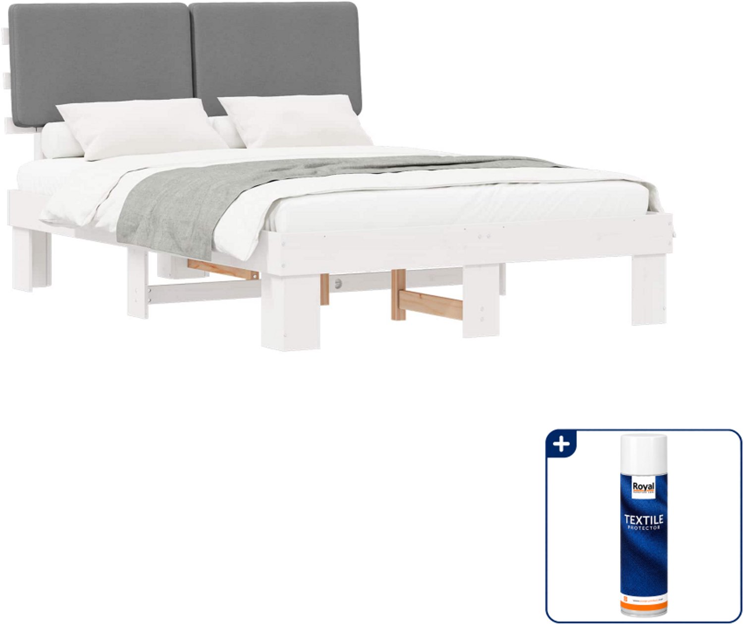 vidaXL bedframe - 140 x 190 cm - lichtgrijs - Inclusief textielbeschermer 500 ml
