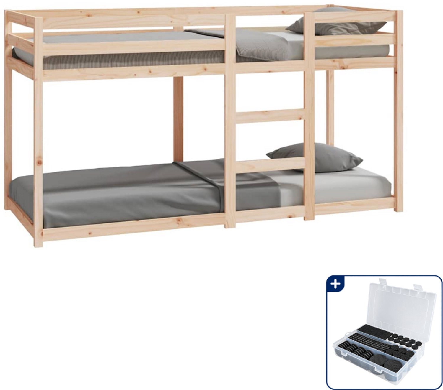 vidaXL stapelbed - 80 x 200 cm - massief grenenhout - Inclusief antikrasvilt 177-delig bruin