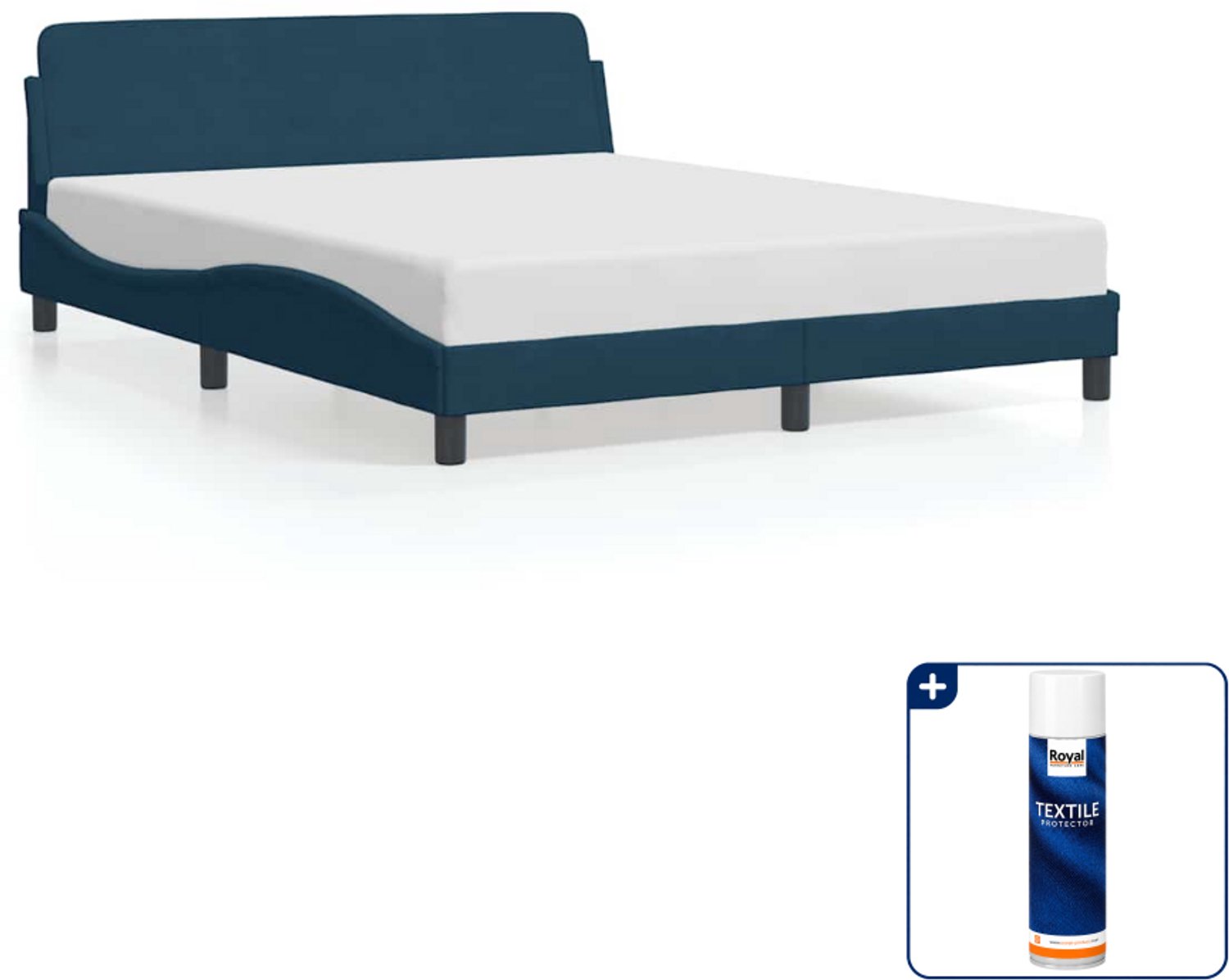 vidaXL Bedframe Dover Queensize 160 x 200 cm - fluweel - blauw - Inclusief textielbeschermer 500 ml