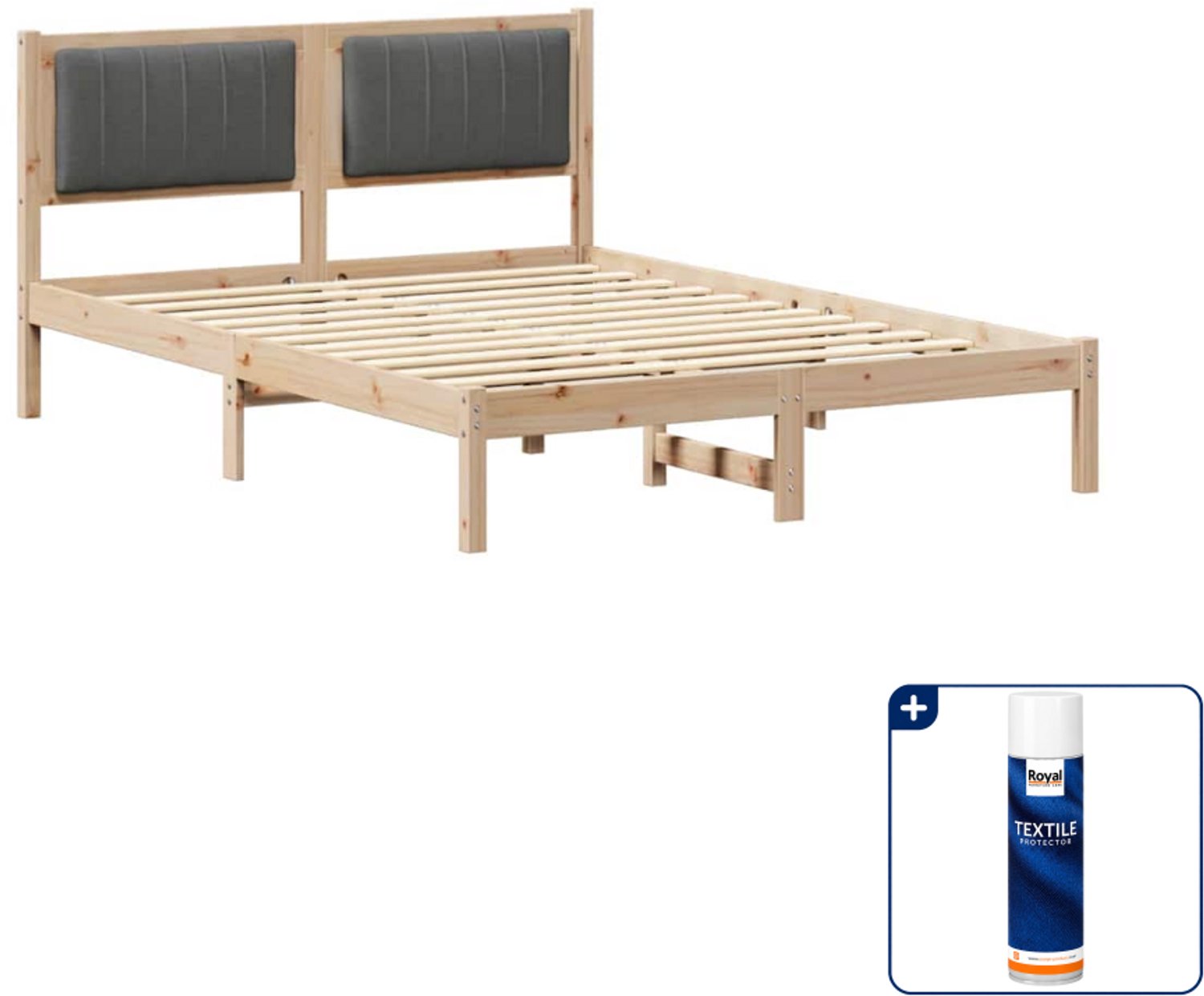 vidaXL bedframe - 140 x 190 cm - donkergrijs - Inclusief textielbeschermer 500 ml Bruin