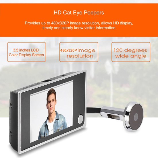 Digitale deurkijker - 3,5 inch LCD-scherm - 720P HD — afbeelding 4