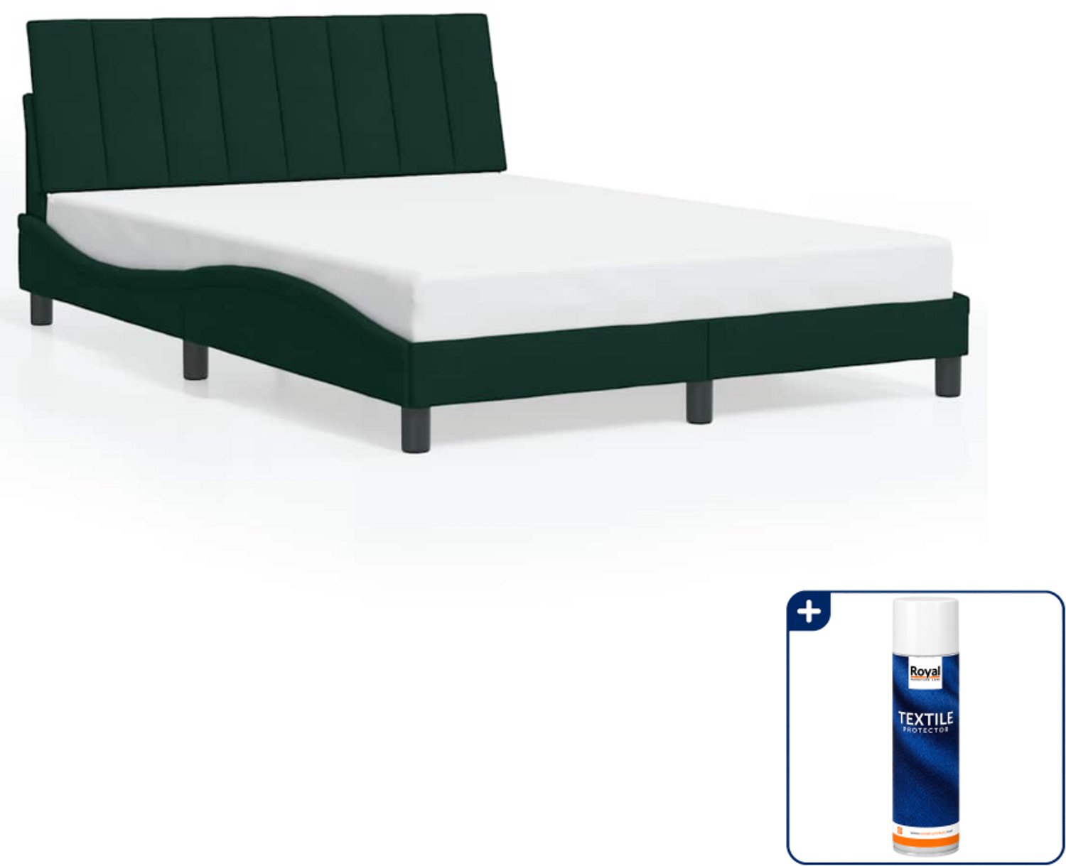 vidaXL bedframe Hanko - Small double - 140 x 200 cm - donkergroen - Inclusief textielbeschermer 500 ml Grijs