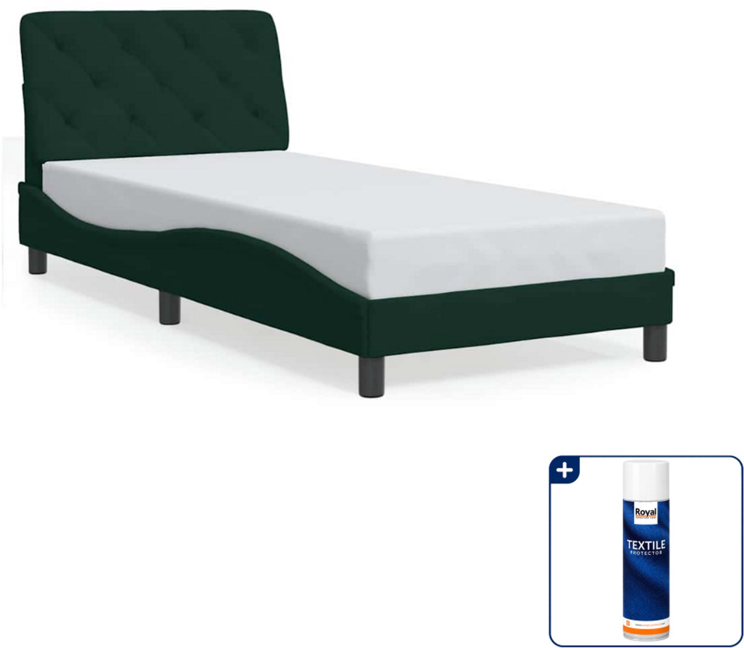 vidaXL bedframe - 90 x 200 cm - fluweel - donkergroen - Inclusief textielbeschermer 500 ml Crème