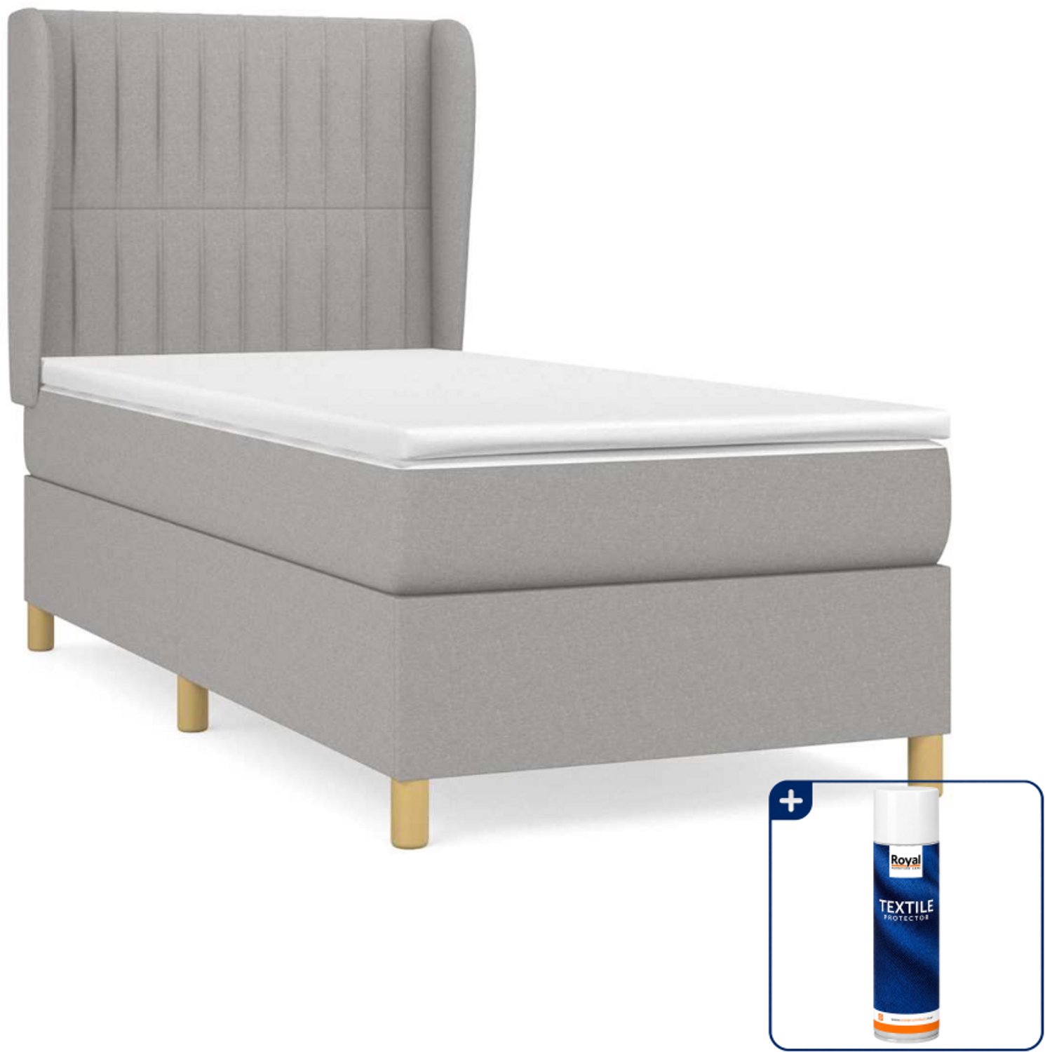 vidaXL boxspring met matras 80 x 200 cm - stof - lichtgrijs - Inclusief textielbeschermer 500 ml