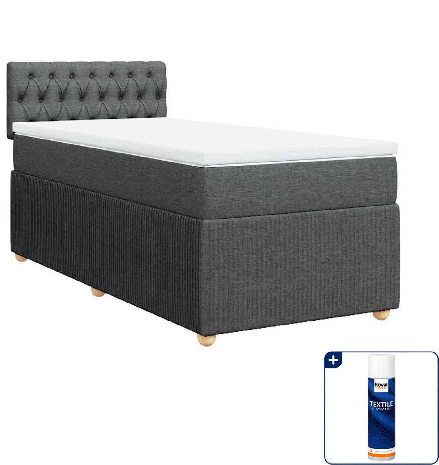 vidaXL boxspring met matras - 80 x 200 cm - donkergrijs - Inclusief textielbeschermer 500 ml