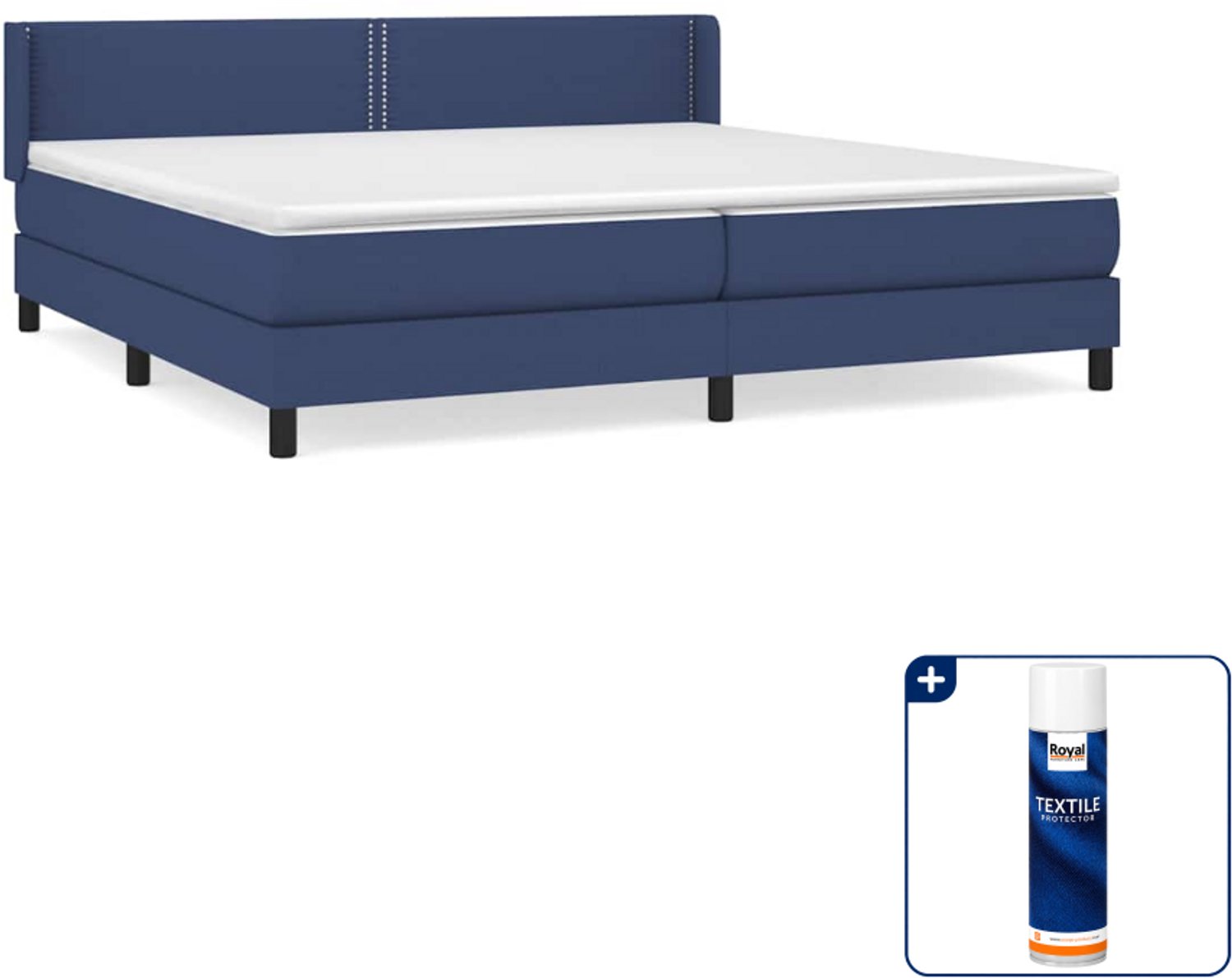 vidaXL Boxspring 200 x 200 cm - stof - blauw - Inclusief textielbeschermer 500 ml