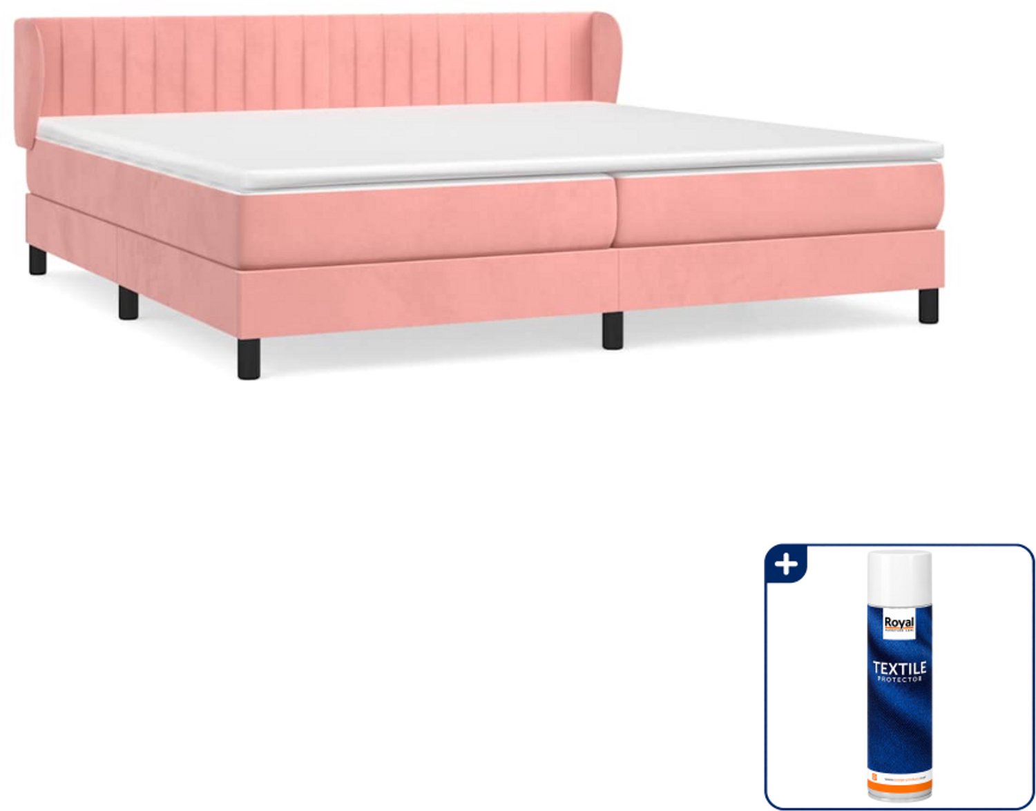 vidaXL boxspring met matras - Super kingsize - 200 x 200 cm - roze - Inclusief textielbeschermer 500 ml