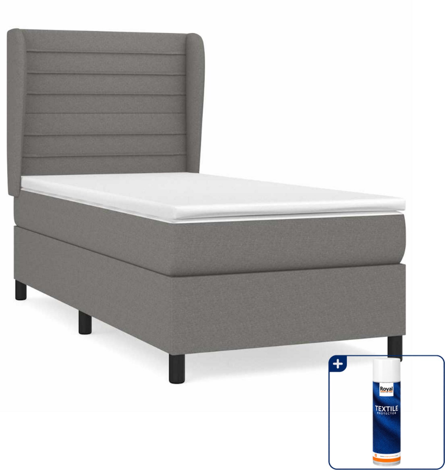 vidaXL boxspring met matras - 80 x 200 cm - donkergrijs - Inclusief textielbeschermer 500 ml