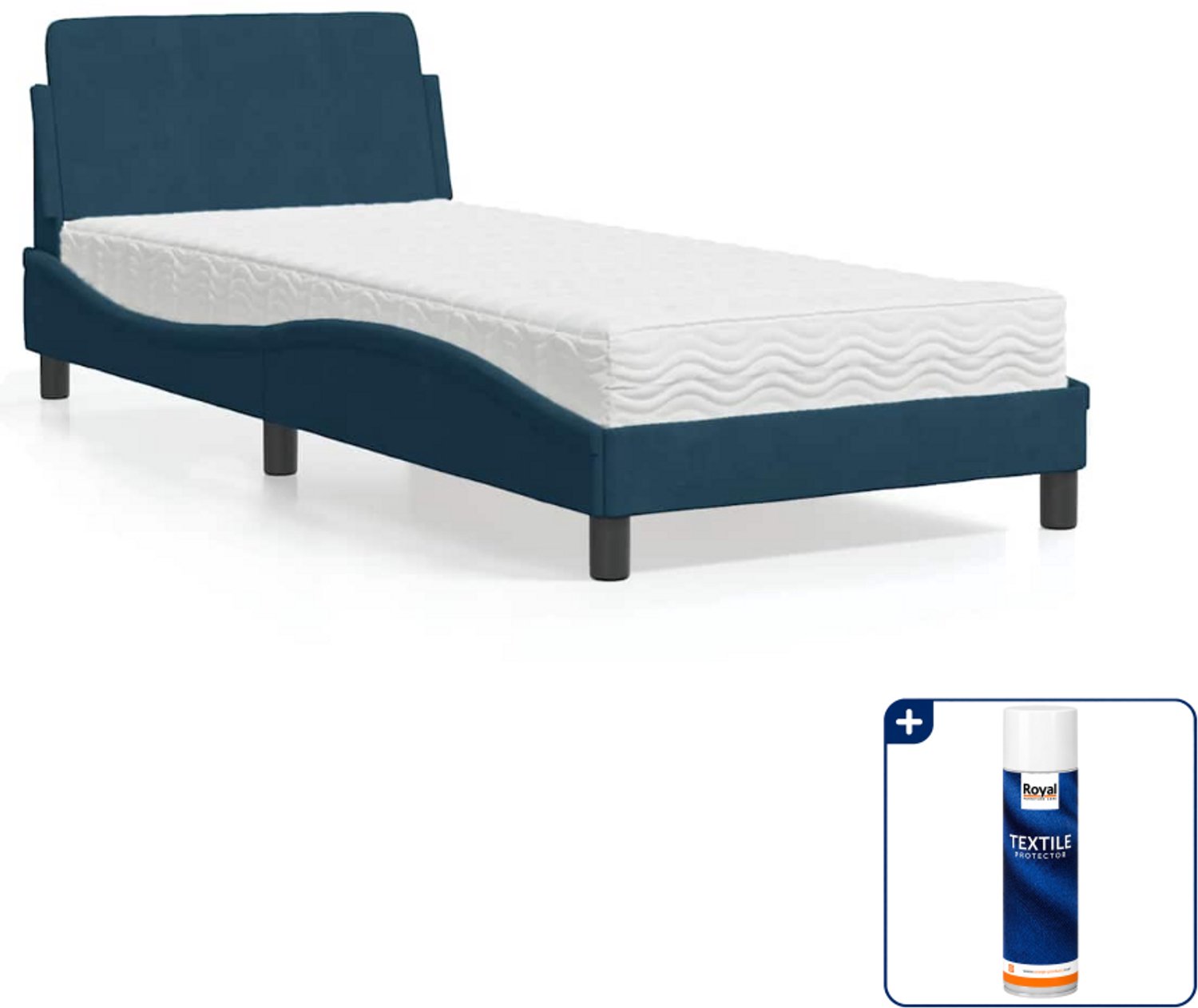vidaXL Dover bed met matras - 80 x 200 cm - fluweel - blauw - Inclusief textielbeschermer 500 ml Groen