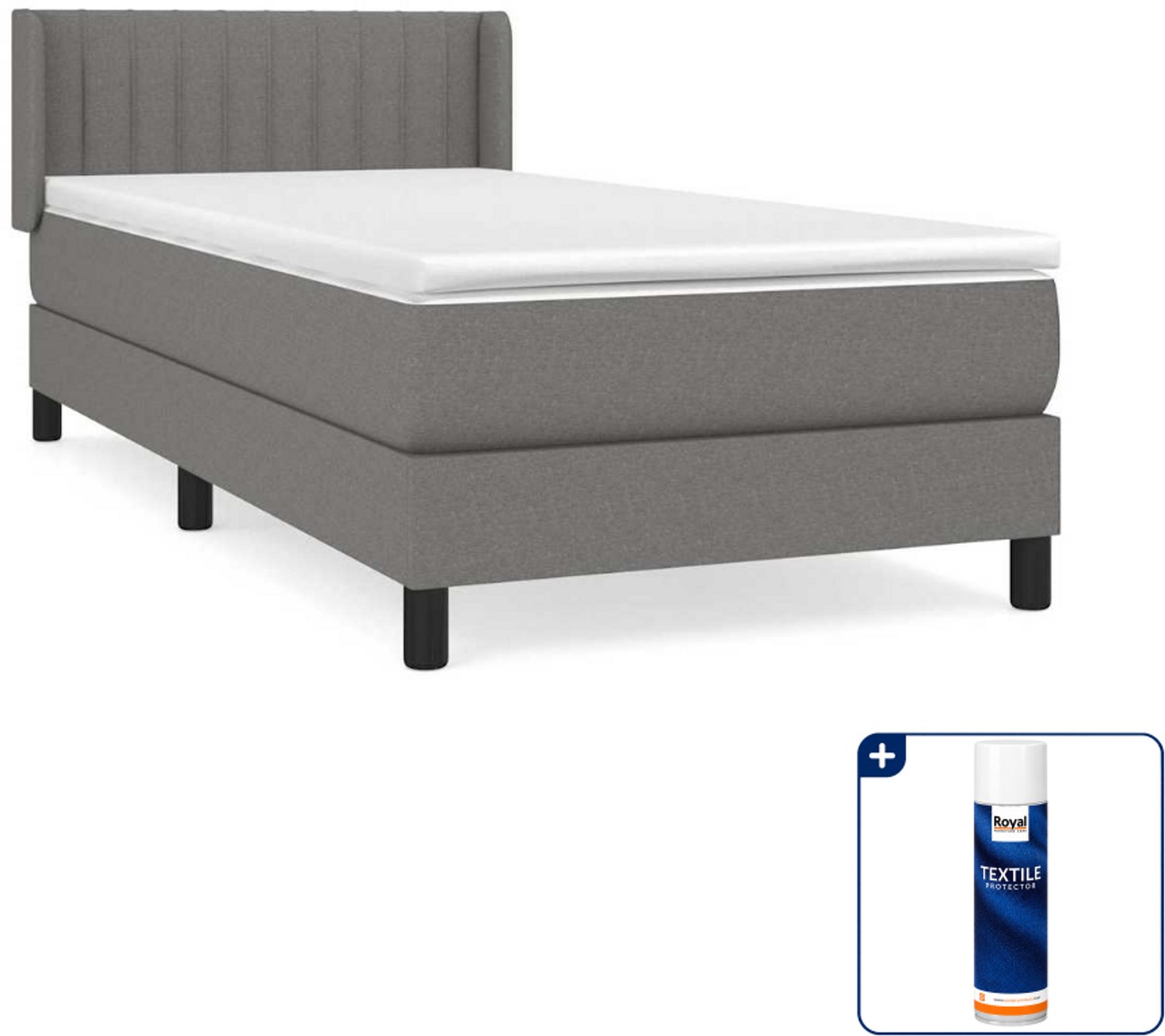 vidaXL boxspring met matras 80 x 200 cm - donkergrijs - Inclusief textielbeschermer 500 ml