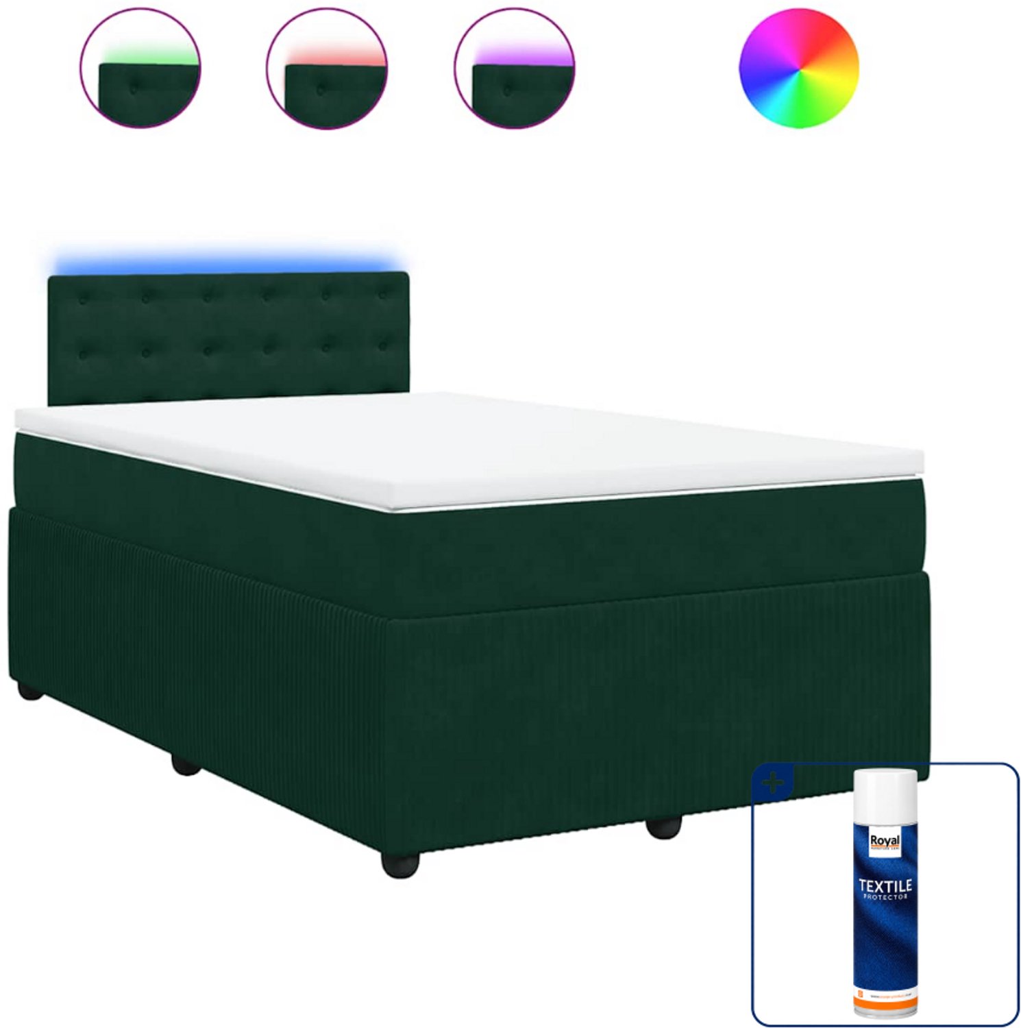 vidaXL boxspring met matras - 120 x 190 cm - fluweel - donkergroen - Inclusief textielbeschermer 500 ml