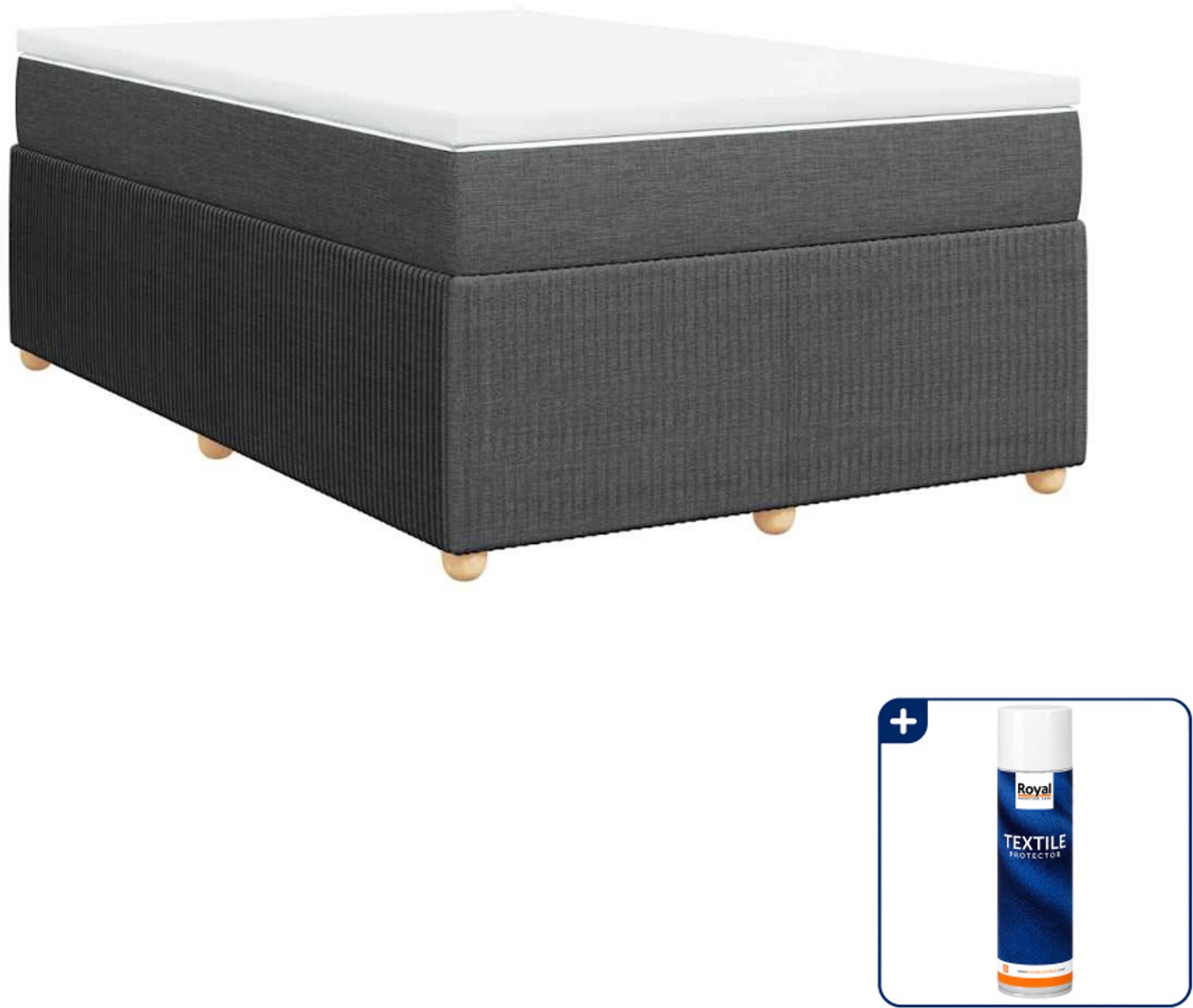 vidaXL boxspring met matras - 120 x 190 cm - donkergrijs - Inclusief textielbeschermer 500 ml