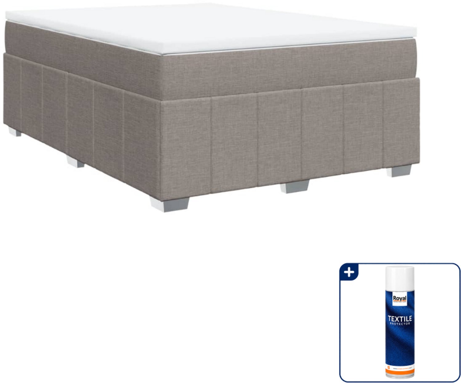 vidaXL boxspring met matras - Queensize - 160x200 cm - taupe - Inclusief textielbeschermer 500 ml