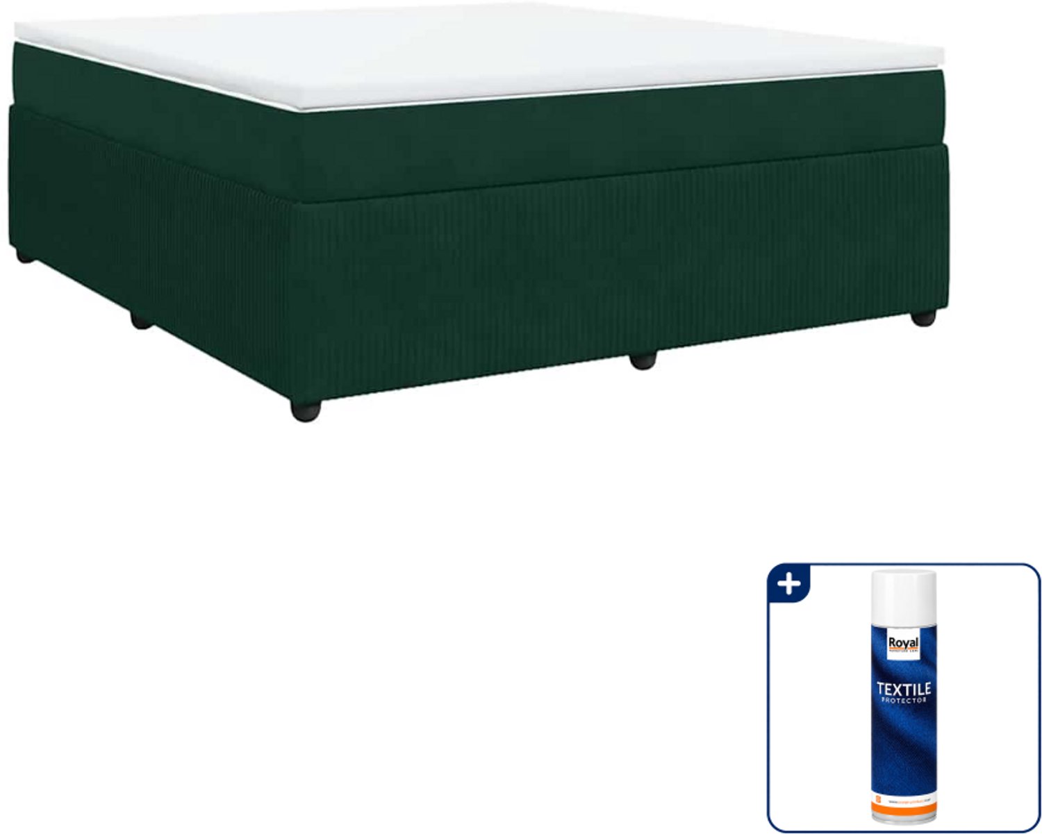 vidaXL Kingsize boxspring met matras - 180 x 200 cm - donkergroen - Inclusief textielbeschermer 500 ml